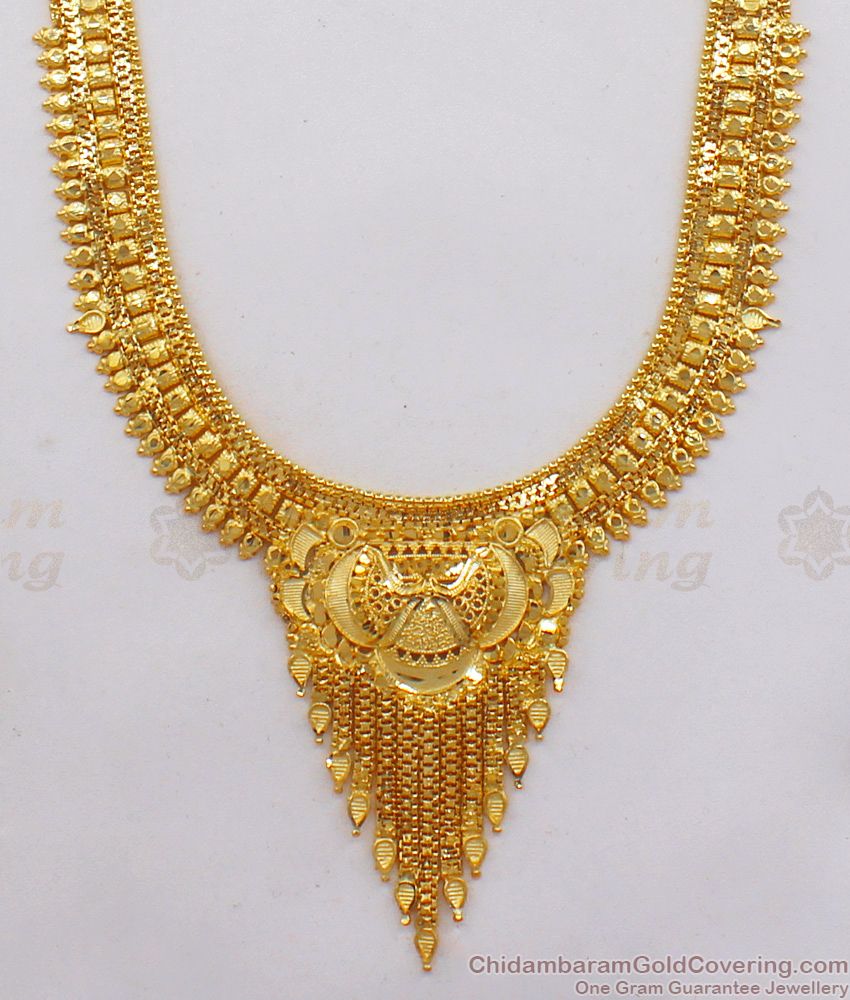 Bridal Wear Forming Gold Haram With Earrings HR1886