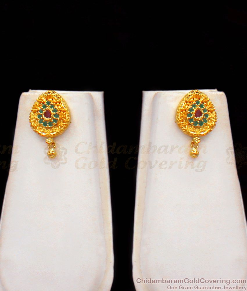 Unique Ruby Emerald Forming Gold Haram With Earrings HR1887