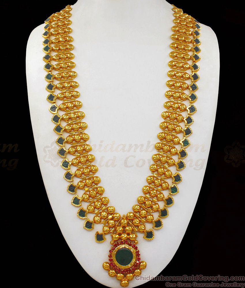 Latest Palakka Kerala Gold Long Haram For Wedding Collections HR1893