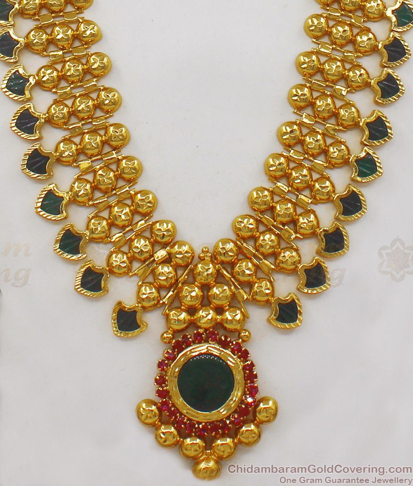 Latest Palakka Kerala Gold Long Haram For Wedding Collections HR1893