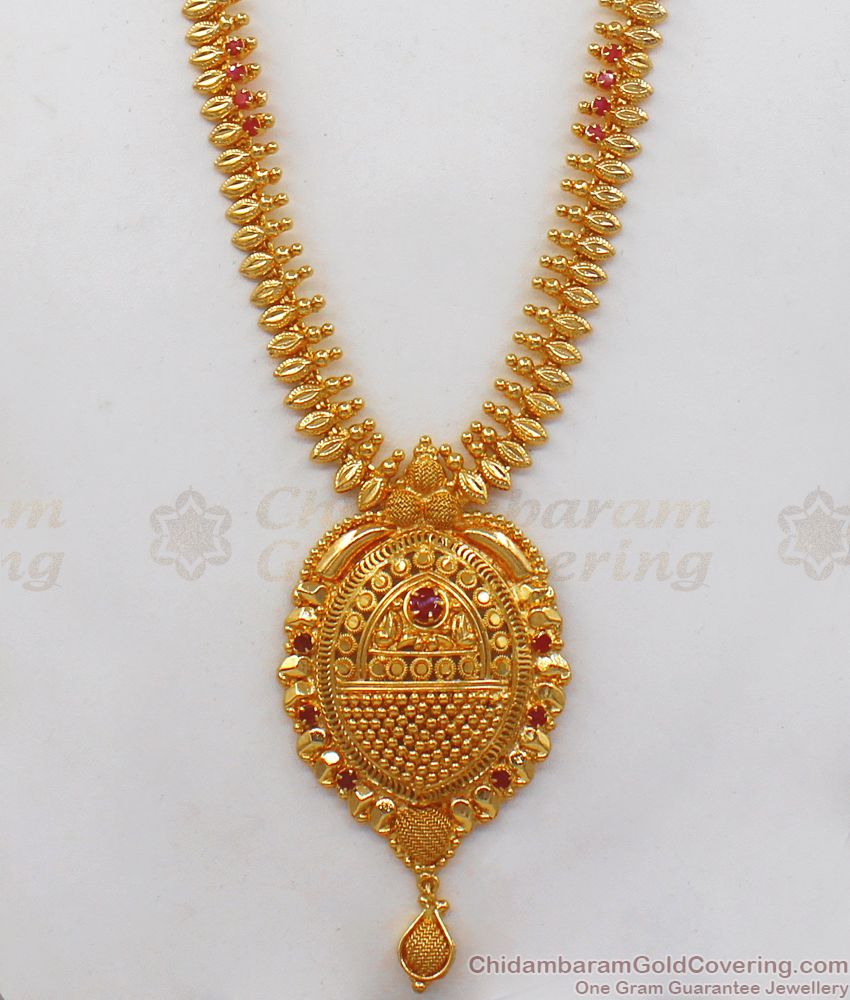 New Arrival One Gram Gold Haram With Ruby Stone HR1908