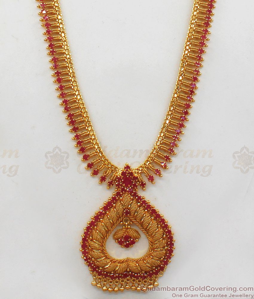 Fantastic Ruby Stone Gold Haram For Wedding Collection HR1909