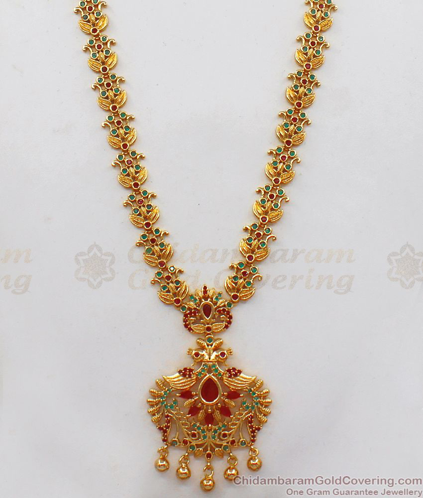 Premium Multi Stone One Gram Gold Haram For Party Wear HR1915