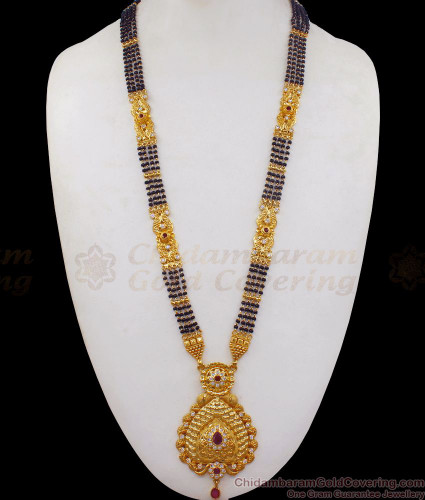 Four Line Forming Gold Mangalsutra Long Thali Chain HR1916