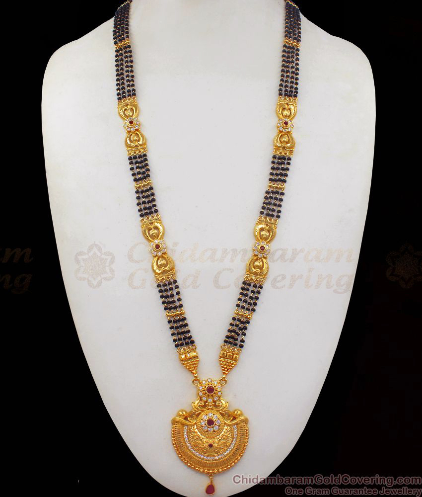 Grand Four Line Forming Gold Mangalsutra Long Thali Chain HR1917