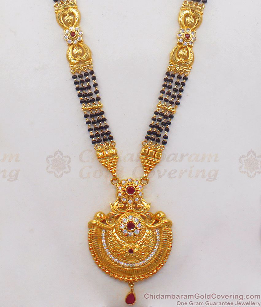 Grand Four Line Forming Gold Mangalsutra Long Thali Chain HR1917