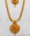  Ruby And Emerald Stone Look Real Gold Haram Necklace Combo Set HR1921