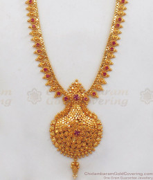 New Collection Ruby Stone Gold Haram From Chidambaram Gold Covering HR1923 New Collection Ruby Stone Gold Haram From Chidambaram Gold Covering HR1923
