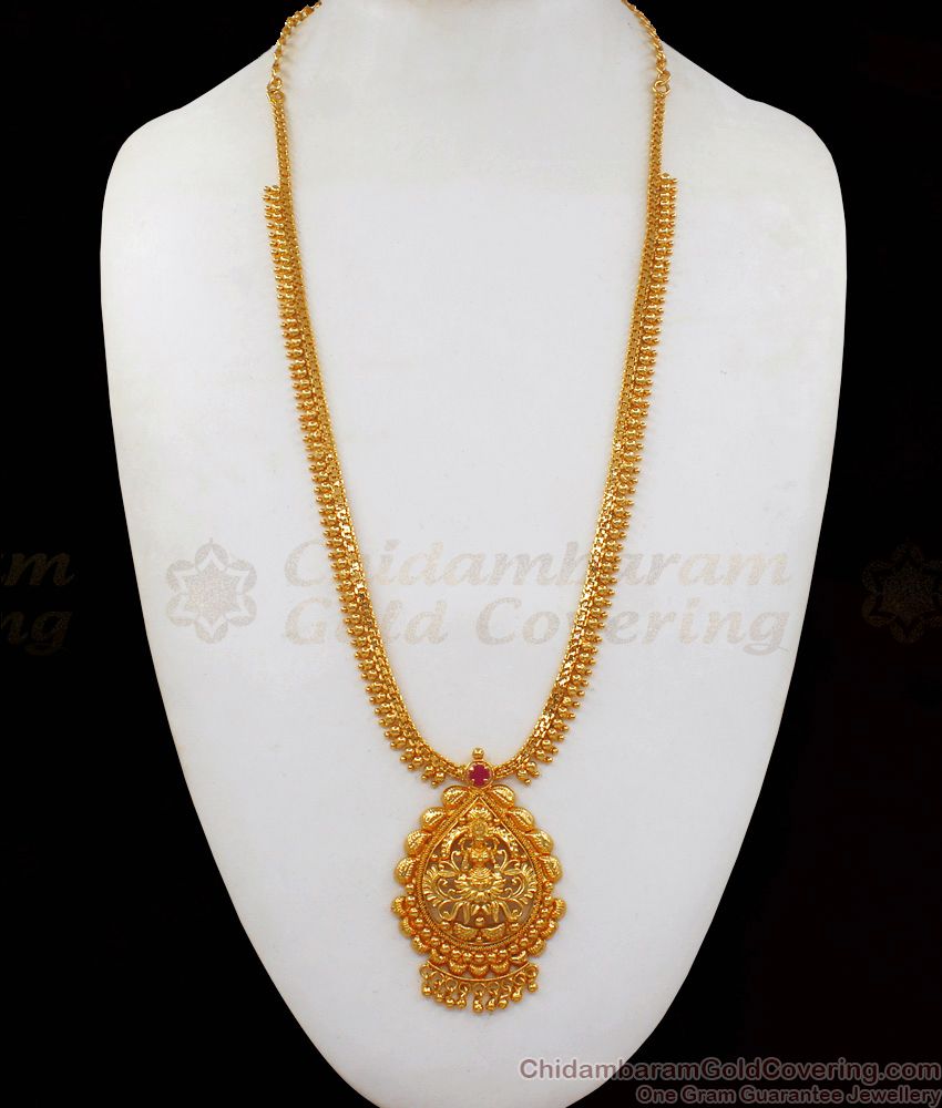 Beautiful Lakshmi Design Gold Haram For Party Wear HR1924