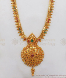 Pretty Ruby Emerald Stone Gold Haram From Chidambaram Gold Covering HR1925 Pretty Ruby Emerald Stone Gold Haram From Chidambaram Gold Covering HR1925