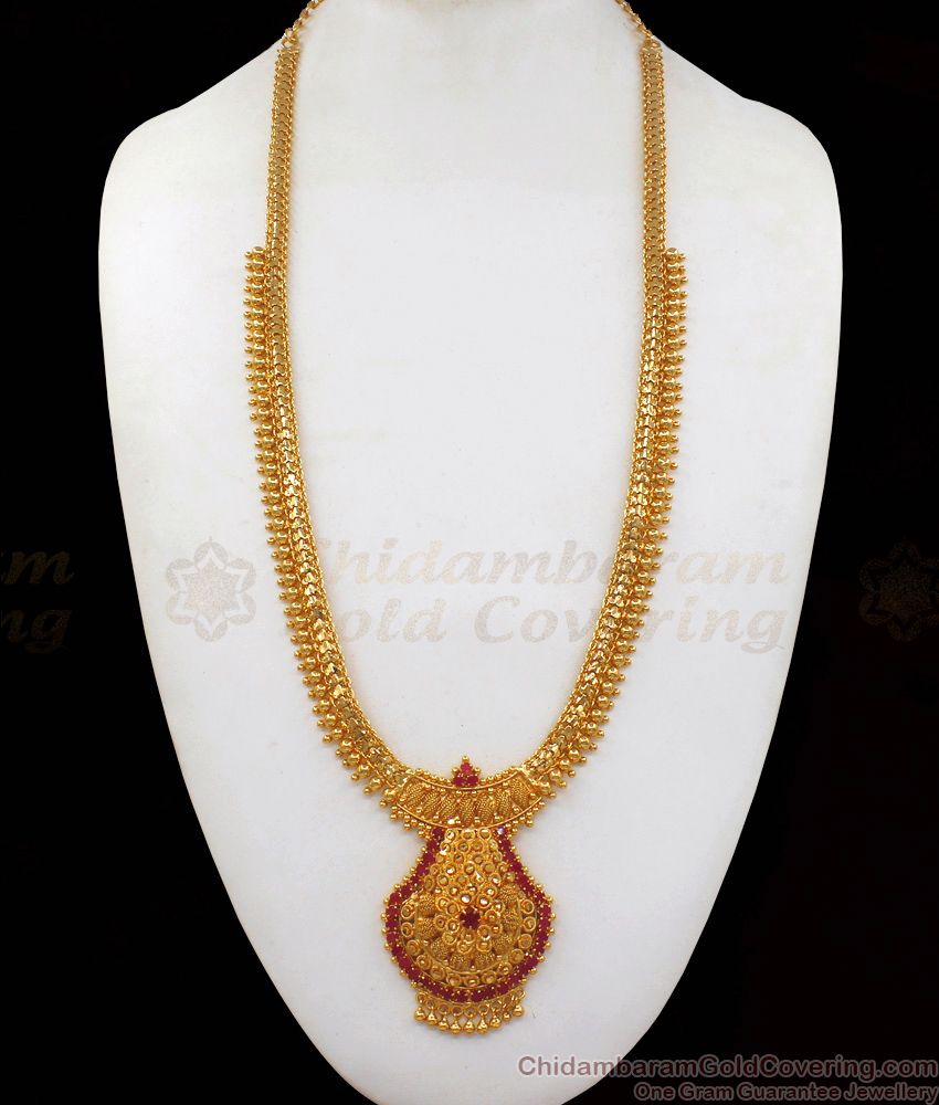 Unique Ruby Stone Gold Haram For Women Gold Plated Jewelry HR1926