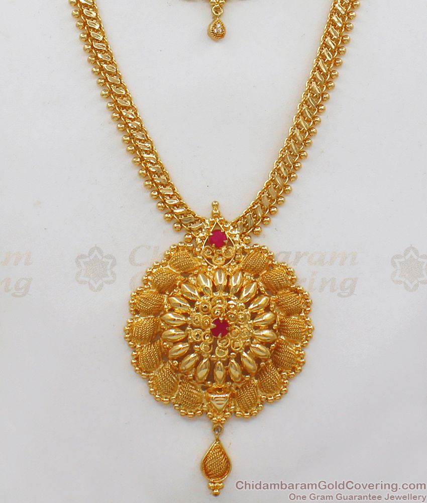 Unique Gold Haram Necklace Combo Set For Wedding Collection HR1931