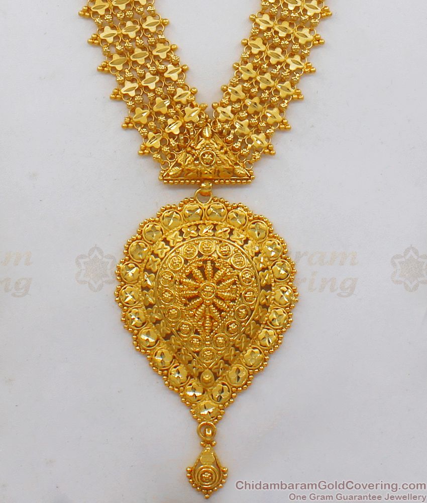 Grand Wedding Gold Haram Designs Bridal Set with Earrings HR1934
