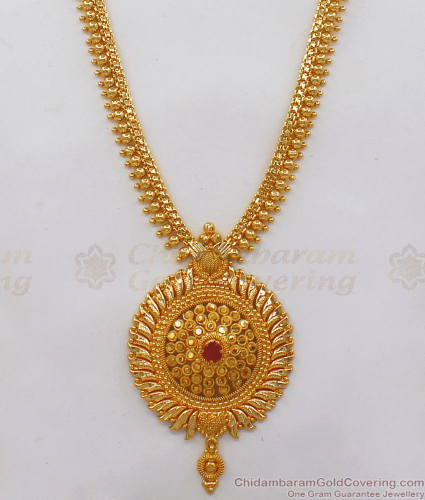 Fast Moving Ruby Stone One Gram Gold Haram Collections HR1945