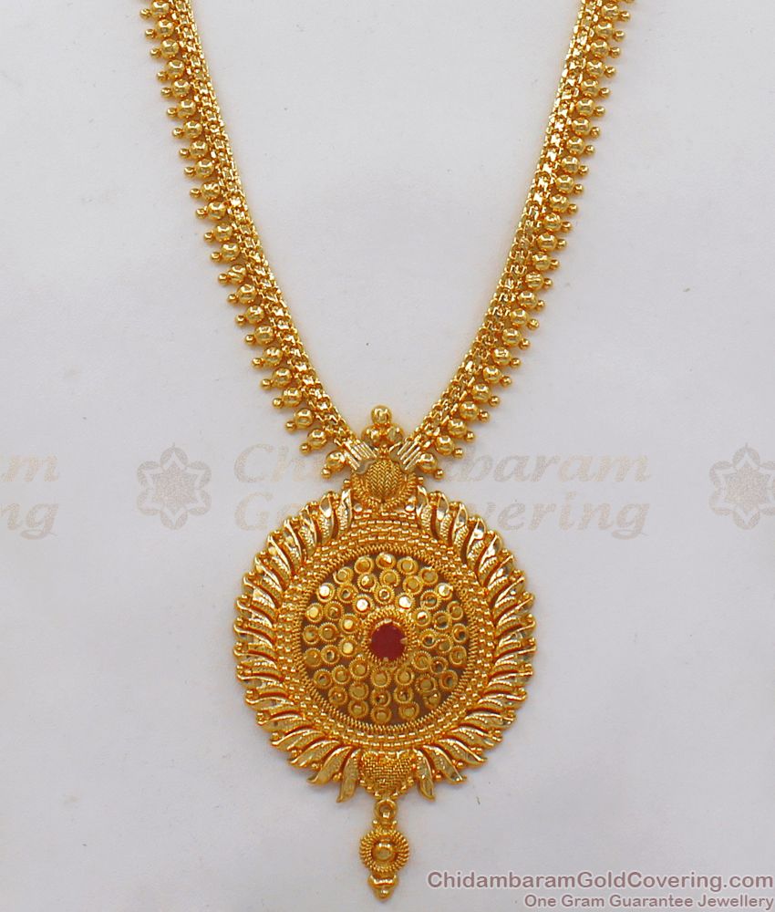 Fast Moving Ruby Stone One Gram Gold Haram Collections HR1945 Fast Moving Ruby Stone One Gram Gold Haram Collections HR1945
