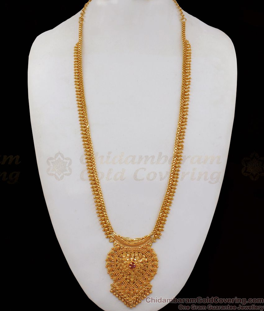 Attractive Ruby Stone Gold Haram Designs For Wedding Collections HR1950