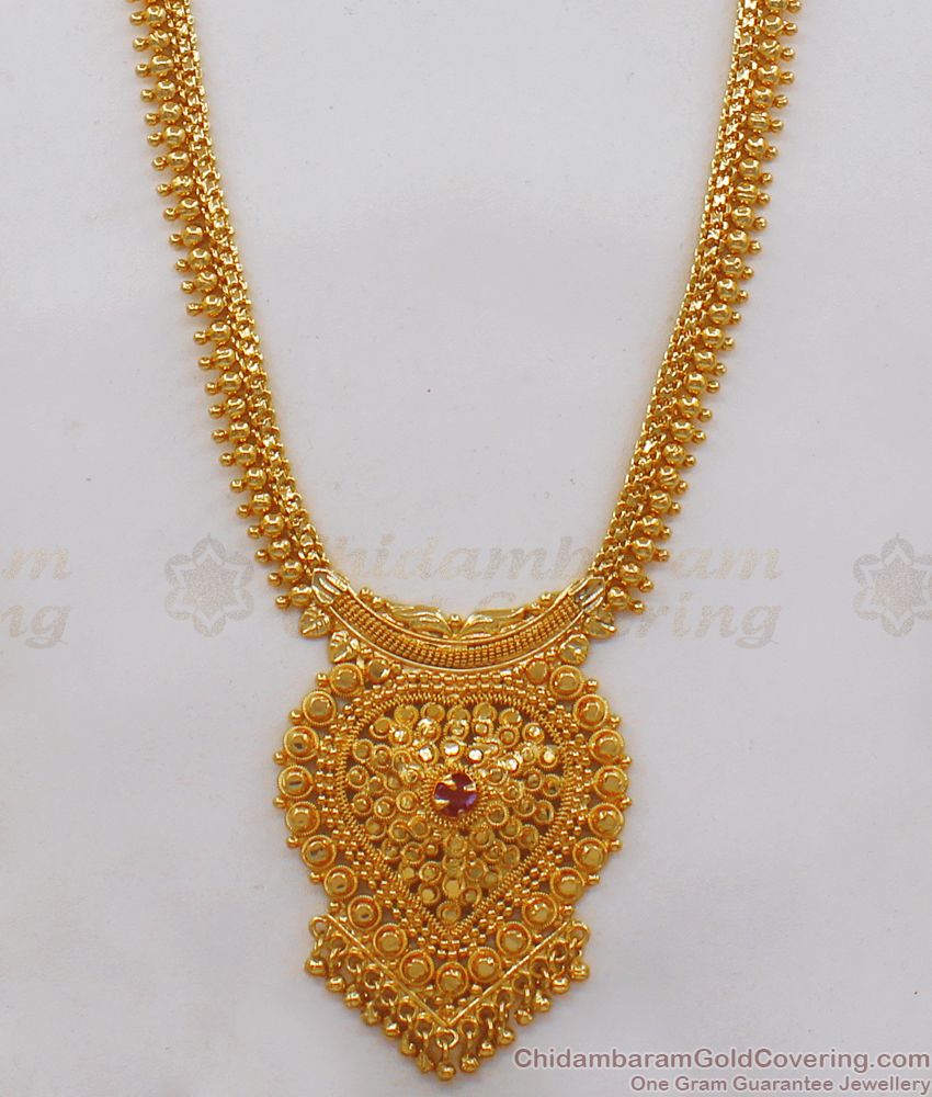 Attractive Ruby Stone Gold Haram Designs For Wedding Collections HR1950