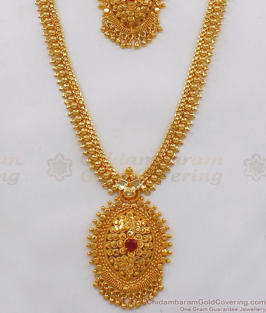 Traditional Gold Haram Necklace Combo Set For Wedding Collection HR1952
