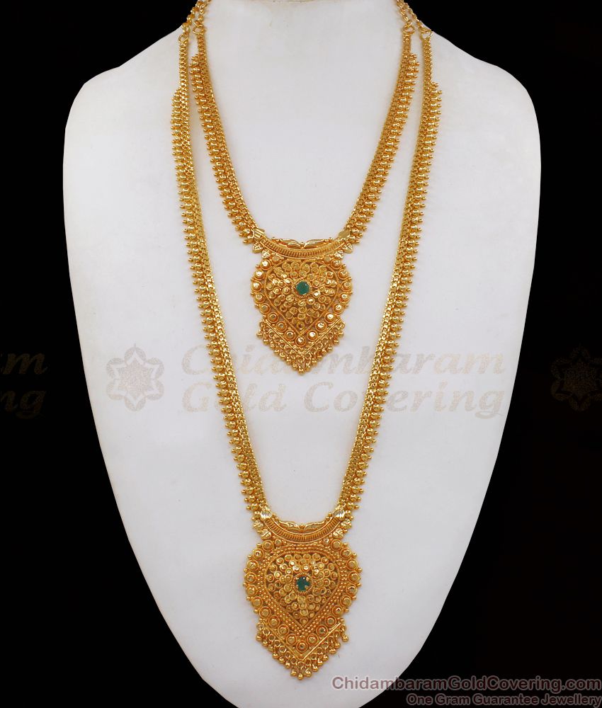 Beautiful Gold Haram Necklace Combo Set For Wedding Collection HR1954