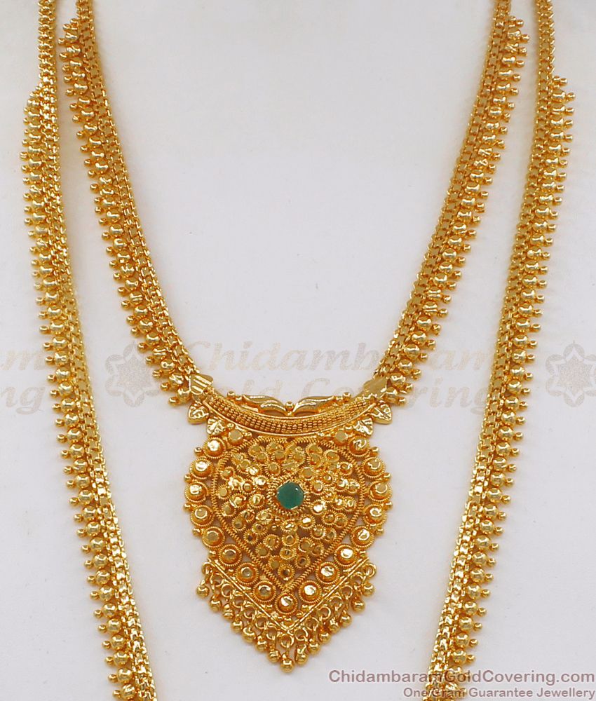 Beautiful Gold Haram Necklace Combo Set For Wedding Collection HR1954