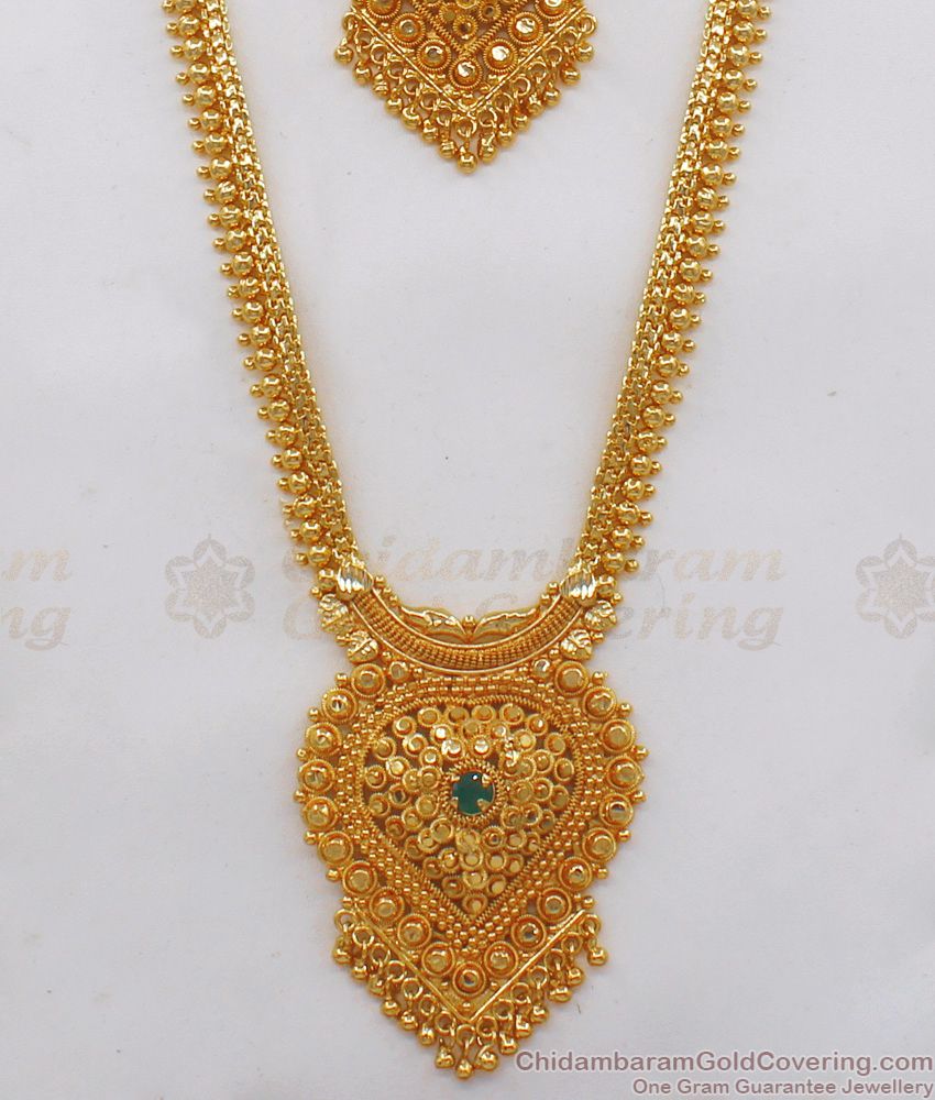 Beautiful Gold Haram Necklace Combo Set For Wedding Collection HR1954