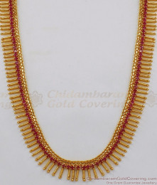 New Ruby Stone Mullaipoo Gold Haram For Bridal Wear HR1958 New Ruby Stone Mullaipoo Gold Haram For Bridal Wear HR1958