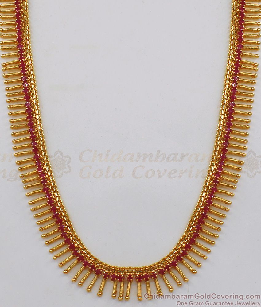 New Ruby Stone Mullaipoo Gold Haram For Bridal Wear HR1958
