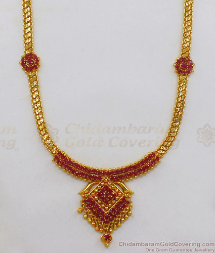 Real Gold Haram Design With Ruby Stone 