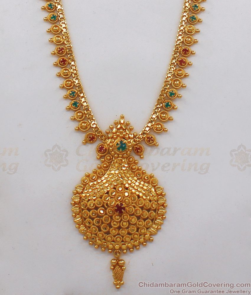 Glittering One Gram Gold Haram Ruby Emerald Stone HR1969