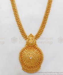 Classy Kerala White Stone Gold Haaram Design For Bridal Collection HR1976 Classy Kerala White Stone Gold Haaram Design For Bridal Collection HR1976