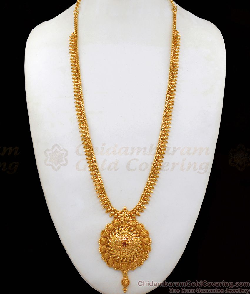 Traditional Ruby Stone Gold Haaram Design For Bridal Collection HR1977