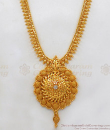Traditional White Stone Gold Haaram Design For Bridal Collection HR1978 Traditional White Stone Gold Haaram Design For Bridal Collection HR1978