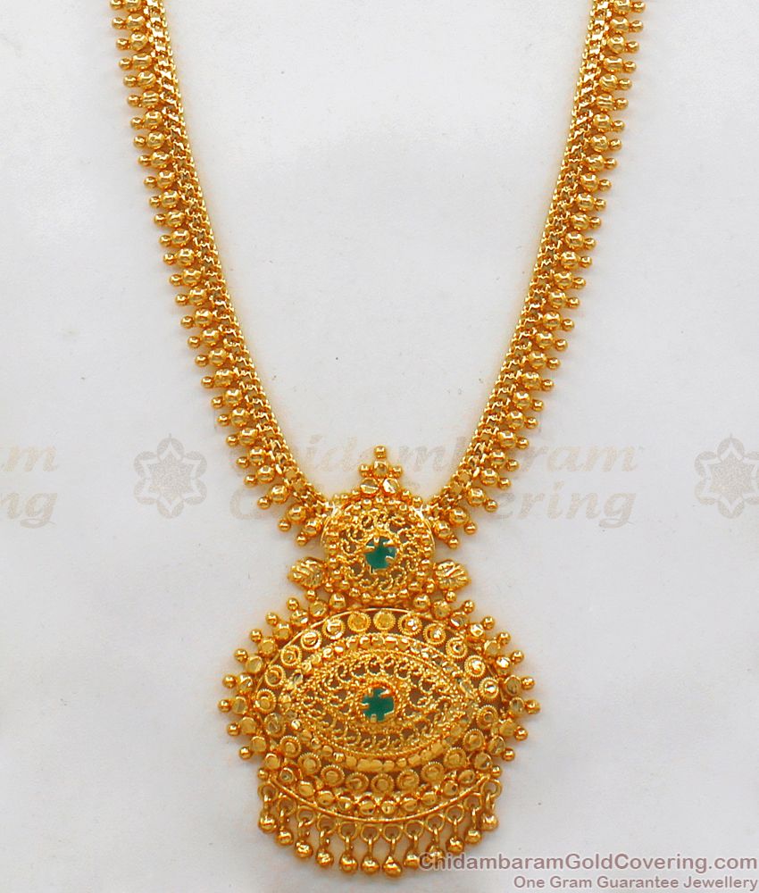 New Arrival Green Emerald Stone Long Necklace Bridal Collection HR1979