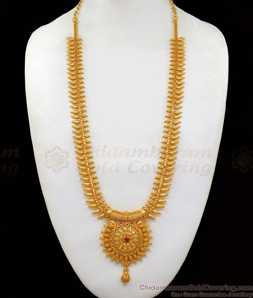 Long Gold Plated Jewelry South Indian MullaiPoo Haram Design HR1981