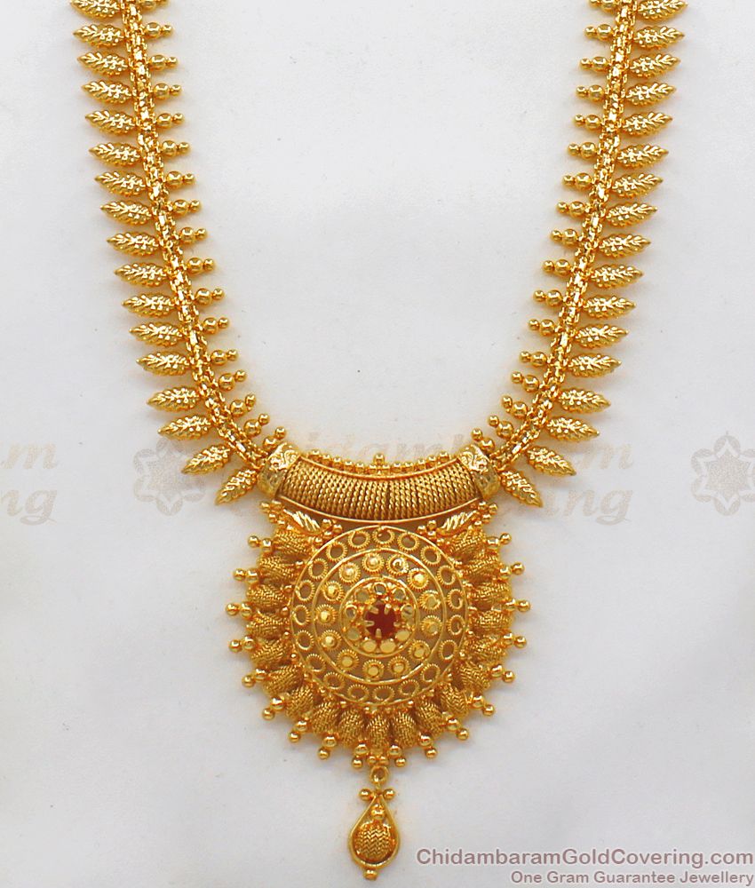 Long Gold Plated Jewelry South Indian MullaiPoo Haram Design HR1981