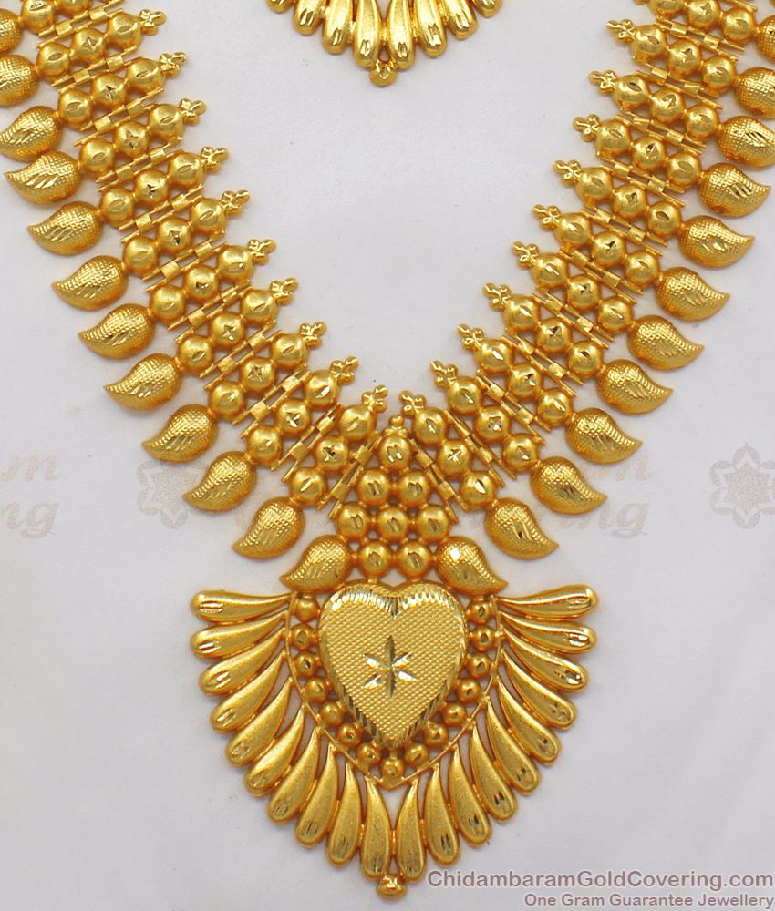  Kerala Pattern Gold Imitation Haram And Necklace Jewelry HR1992