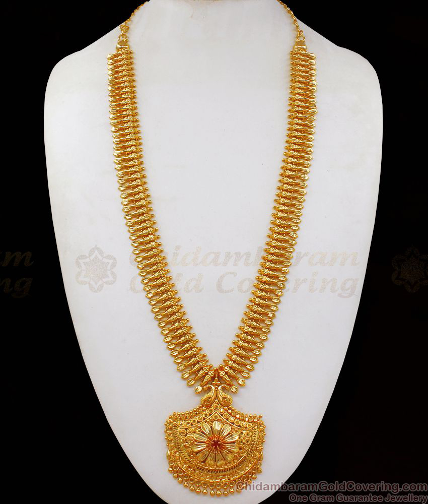 Majestic Peacock Design Ruby Stone Gold Haram Collections HR2011