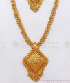 Affordable Gold Imitation Haram White Stone Necklace Combo Set HR2021