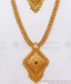 Traditional Ruby Stone 1 Gram Gold Imitation Haram Necklace Combo Set HR2022