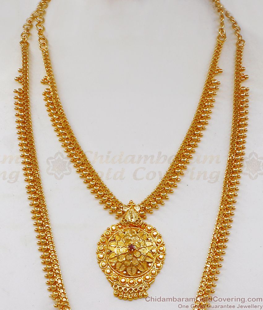 Floral Design One Gram Gold Haram Combo Designs 2022 Collections HR2030