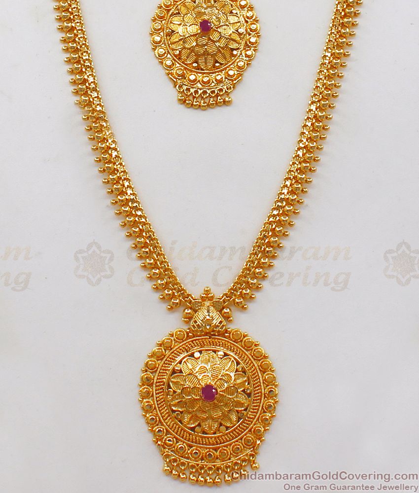 Floral Design One Gram Gold Haram Combo Designs 2022 Collections HR2030