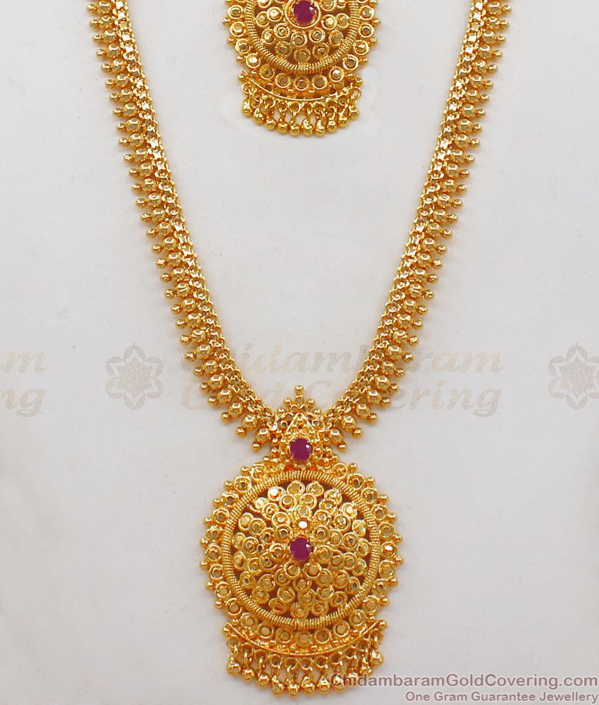 One Gram Gold Design Long Haram Combo For Online Collection HR2031