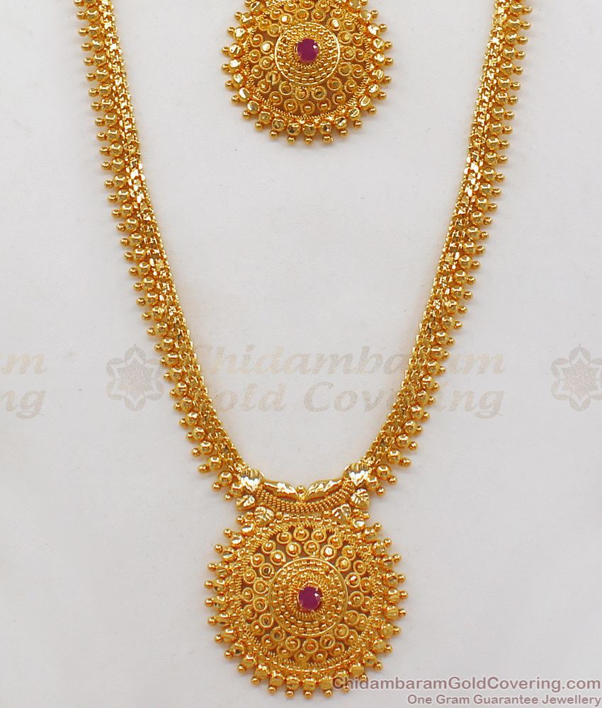 Light Weight Gold Wedding Haram Necklace Combo Set Shop Online HR2033