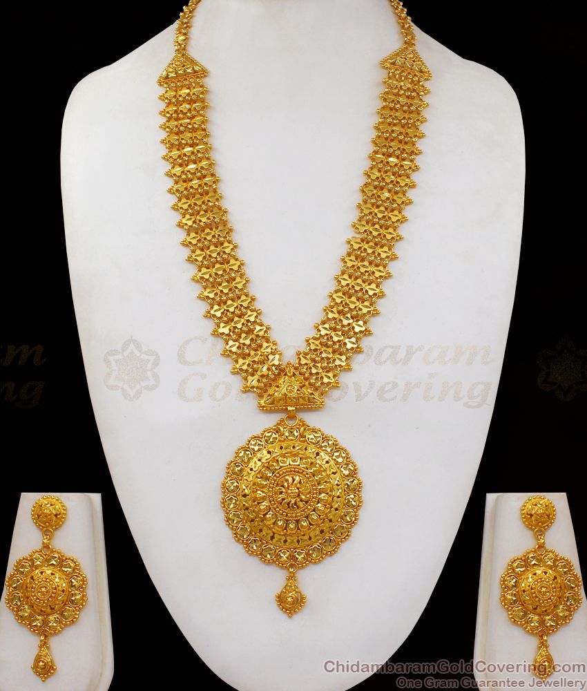 Grand Gold Forming Long Haram Designs With Earrings HR2035