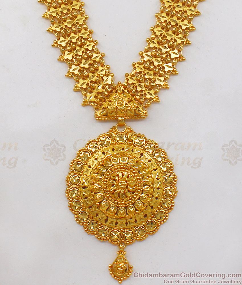 Grand Gold Forming Long Haram Designs With Earrings HR2035