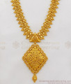 Kerala Model Gold Forming Long Haram Designs With Earrings HR2036