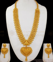 Enticing Heartin Shape Gold Forming Haram With Earrings Combo HR2038