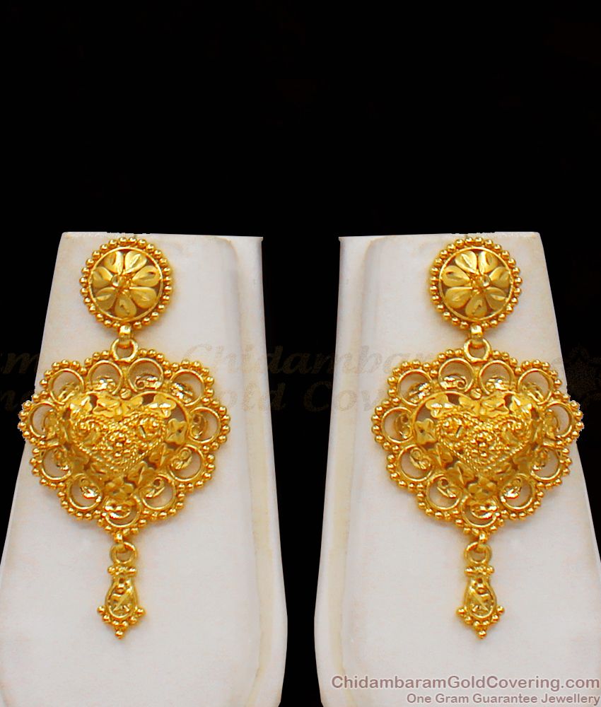 Enticing Heartin Shape Gold Forming Haram With Earrings Combo HR2038