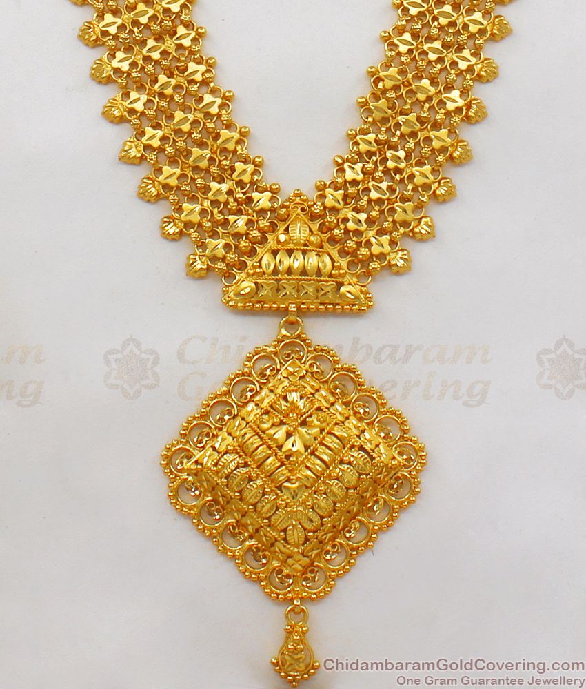 Latest Kerala Design Gold Forming Haram With Earrings HR2039