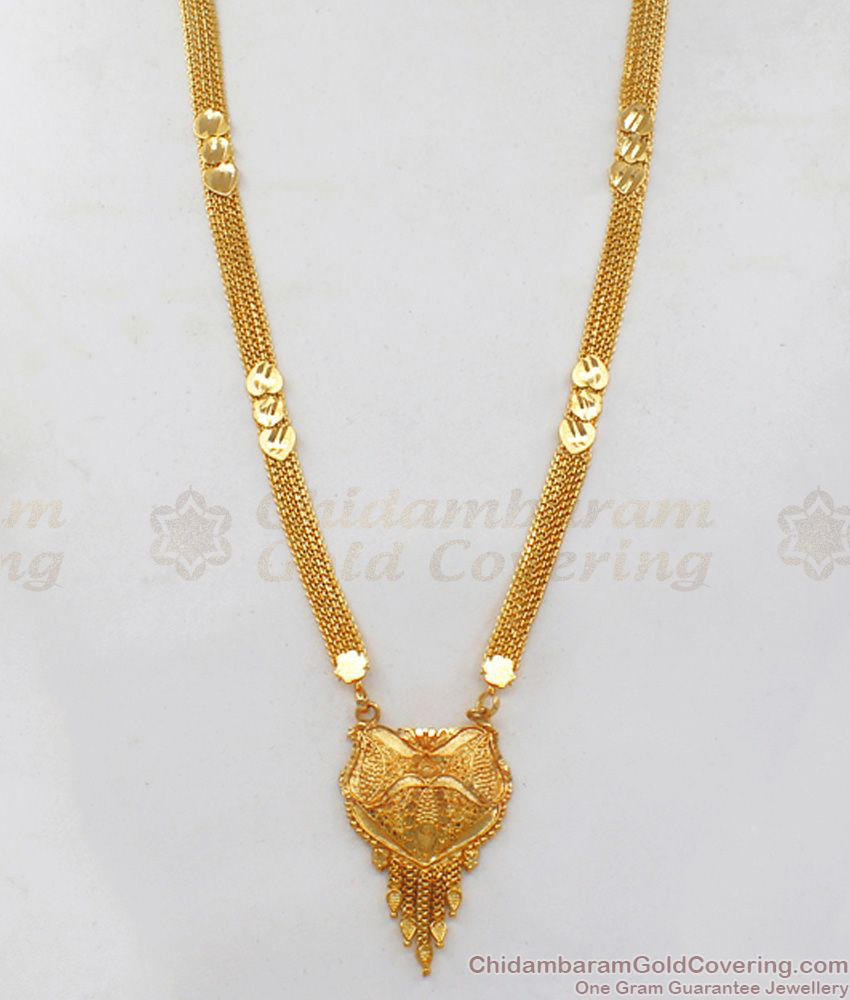 Plain Gold Mangalsutra Heart Design Haram Shop Online HR2047